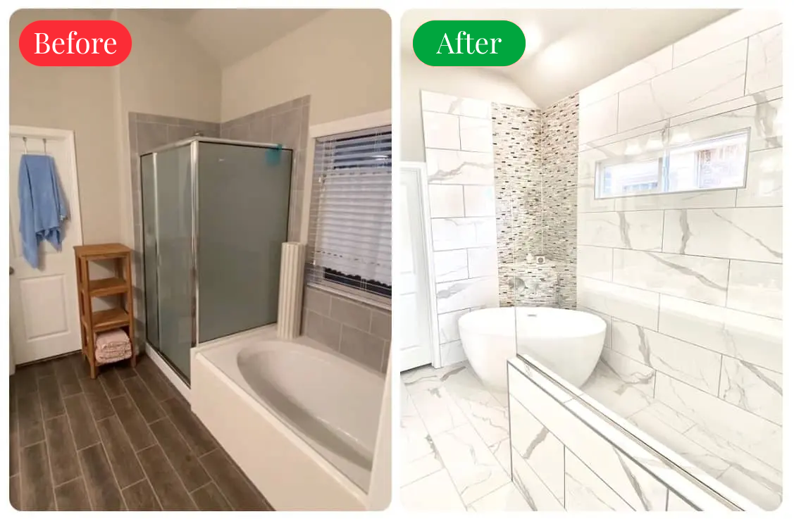 Modern renovated bathroom after professional remodel with new fixtures